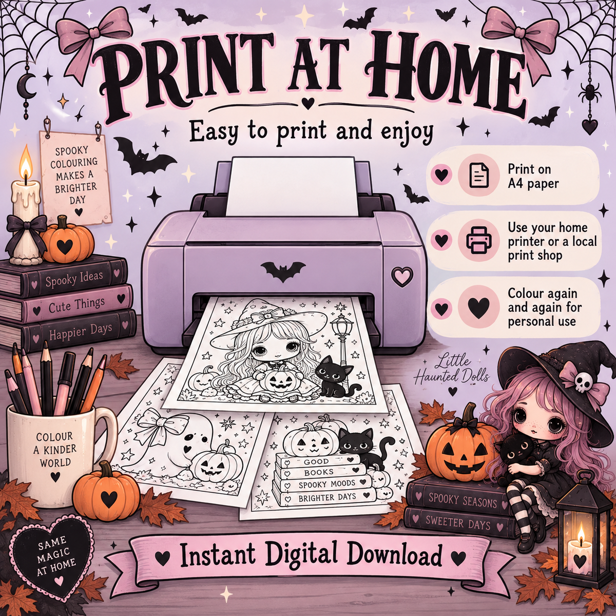 Spooky Cutie -Printable colouring book | 30 Pages