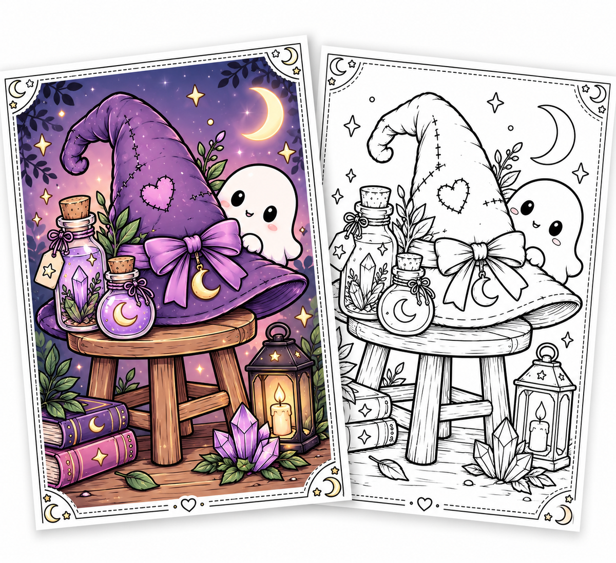 Spooky Cutie Potions & Magic – Printable Colouring Book | 30 Pages