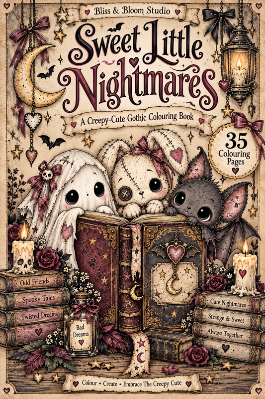 Sweet Little Nightmares – 30 Printable Gothic Cute Colouring Pages | Digital Download