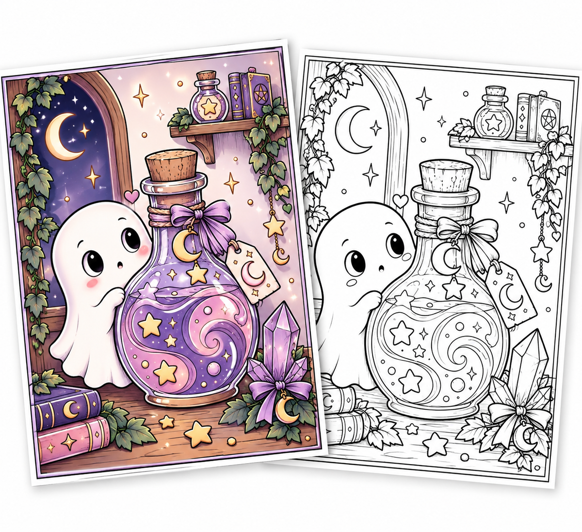 Spooky Cutie Potions & Magic – Printable Colouring Book | 30 Pages