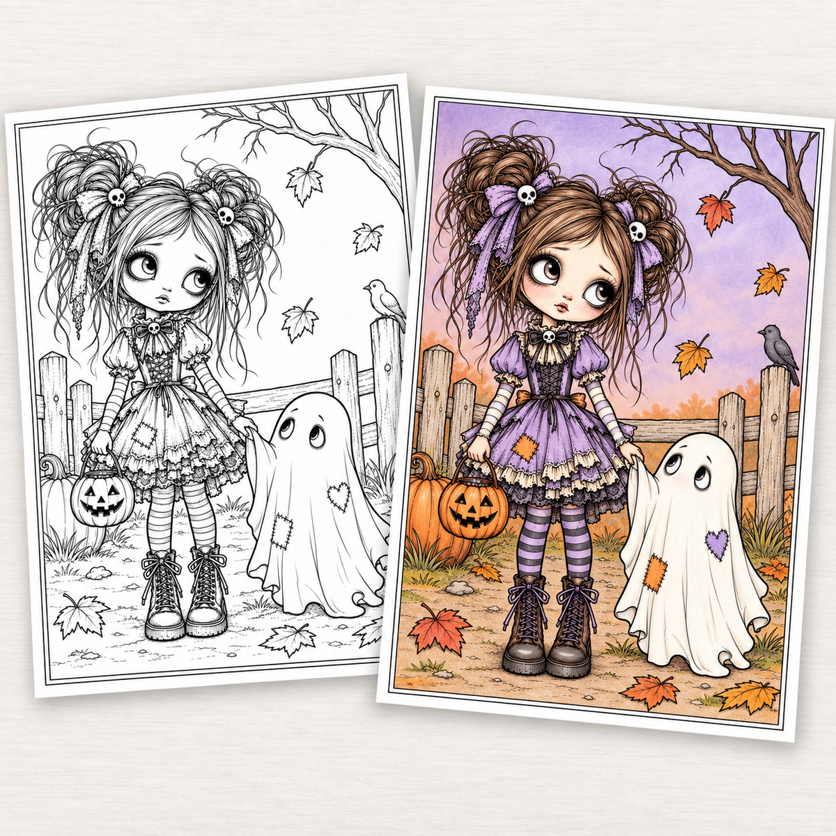 Little Haunted Dolls – Gothic Halloween Printable Colouring Book | 30 Pages