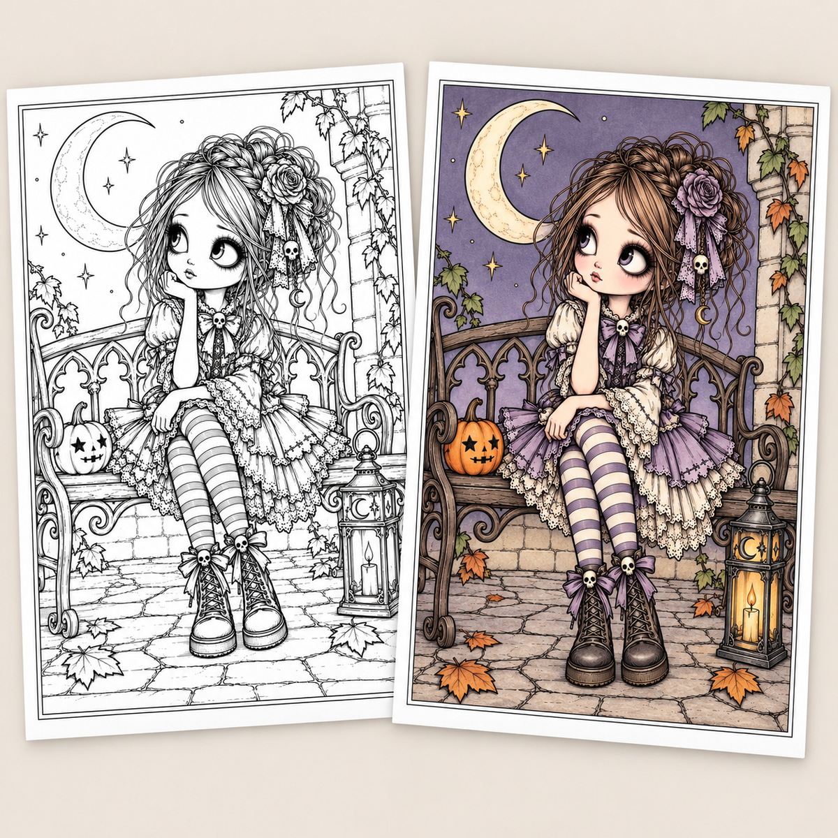 Little Haunted Dolls – Gothic Halloween Printable Colouring Book | 30 Pages