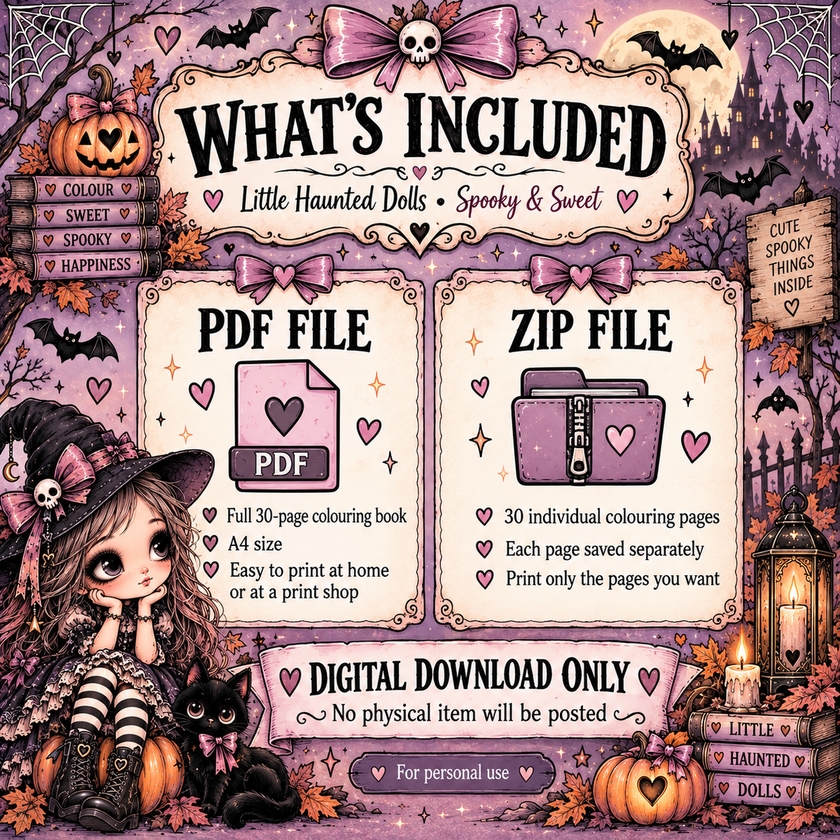 Ghostly Little Days -Printable colouring book| 30 Pages