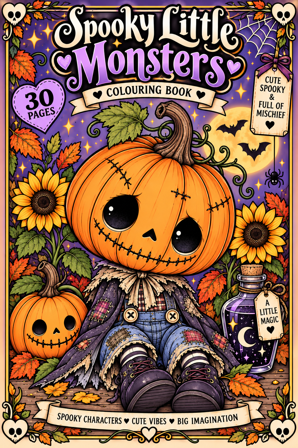 Spooky Little Monsters – Printable Colouring Book | Shaded & No-Shading Versions