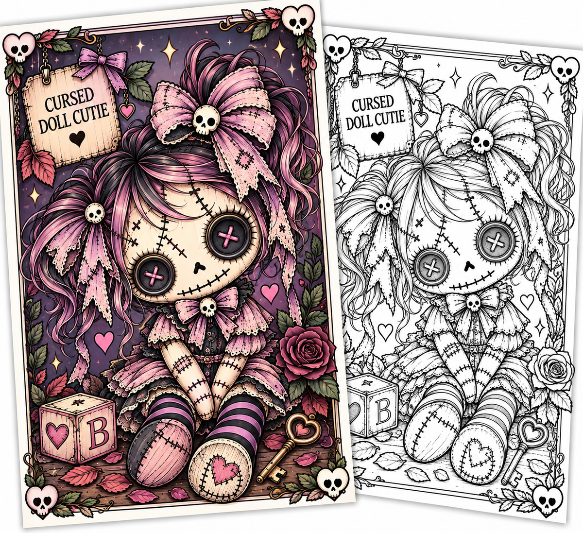 Spooky Little Monsters – Printable Colouring Book | Shaded & No-Shading Versions