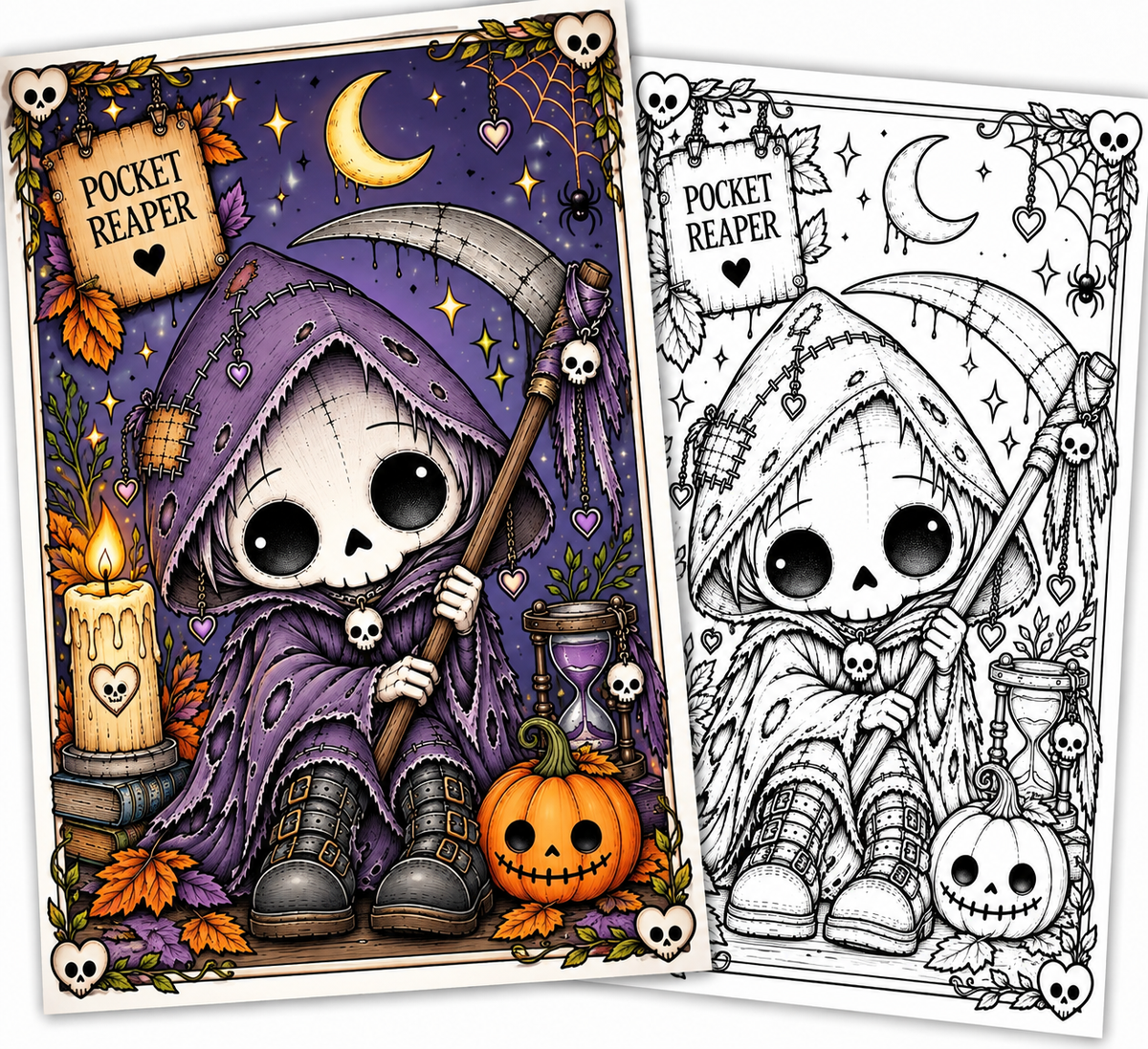 Spooky Little Monsters – Printable Colouring Book | Shaded & No-Shading Versions