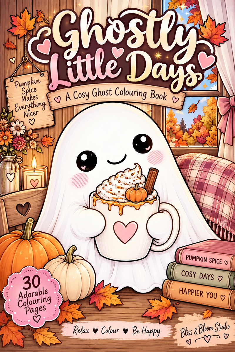 Ghostly Little Days -Printable colouring book| 30 Pages