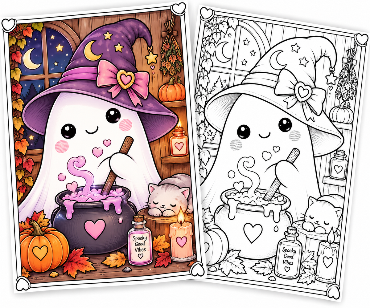 Ghostly Little Days -Printable colouring book| 30 Pages